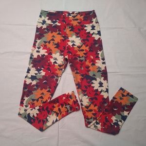 Lularoe Leggings Women's Floral Geometric Multicolor Stretch Pants One Size